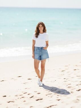 Sonoma Light Denim Frayed Hem Jean Shorts Size 12